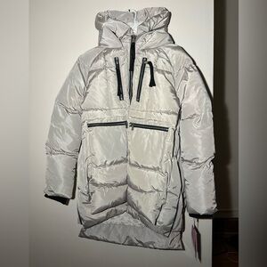 NWT Avec Les Filles Faux Sherling Lined Hooded Parka Jacket, Khaki